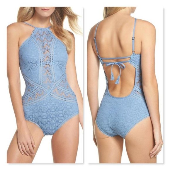 BECCA Other - Crochet High Neck One Piece Bathing Suit